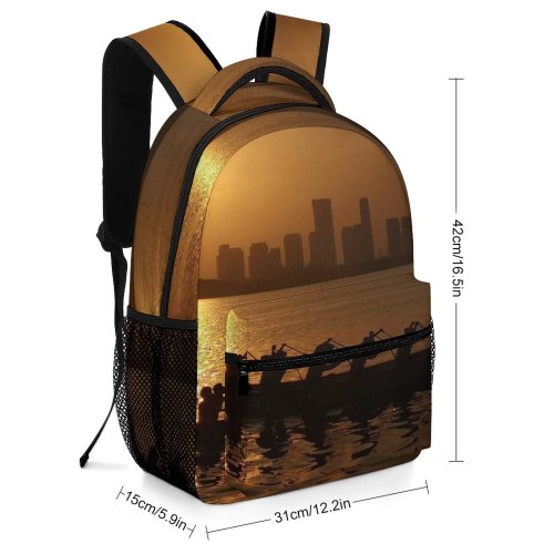 yanfind Children's Backpack Backlit Sunset Evening Travel Beach  Boat River Silhouetted Lake Reflection Dawn Preschool Nursery Travel Bag