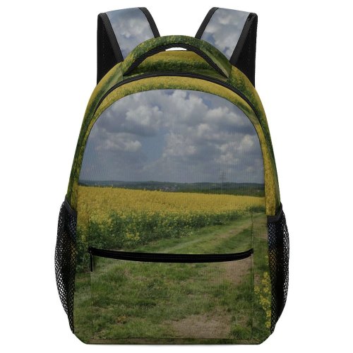 yanfind Children's Backpack Flowering Rural Countryside Domain Farm Bed Pictures Grassland Cloud Outdoors Poland Preschool Nursery Travel Bag