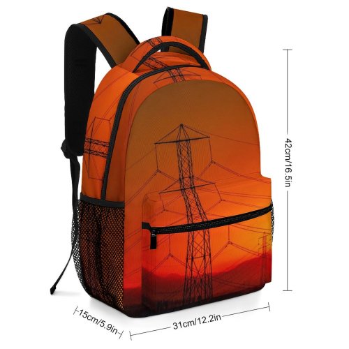 yanfind Children's Backpack Cable  Lines Light Electric Transmission  Utility Pole Gold Foggy Fog Preschool Nursery Travel Bag