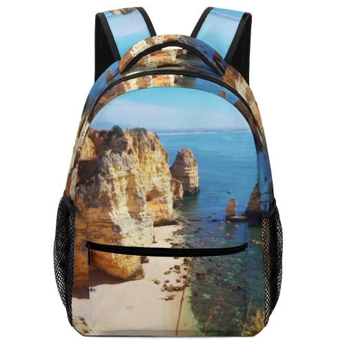 yanfind Children's Backpack Cliff Outdoors Promontory Ocean Portugal Coast Sea Scenery Shoreline Estrada Da Ponta Preschool Nursery Travel Bag