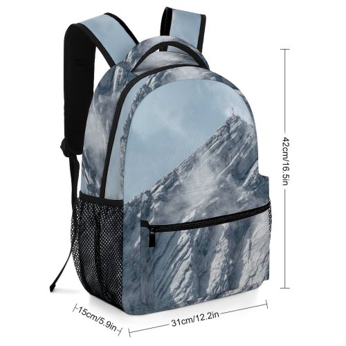 yanfind Children's Backpack Landscape Peak Wettersteingebirge Creative Partenkirchen Pictures Cloud Alpspitze Outdoors Grey Snow Preschool Nursery Travel Bag