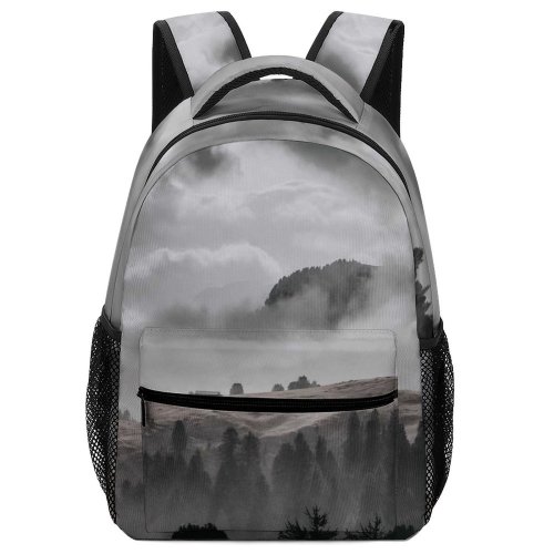 yanfind Children's Backpack Grey Würzjoch Italy  Hillside Tree Mist Cloud Foggy Fog IOS Landscape Preschool Nursery Travel Bag
