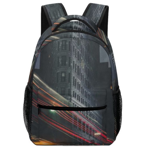 yanfind Children's Backpack  Street City Time Lapse Cityscape Flatiron Traffic  Light Buildings Highway Preschool Nursery Travel Bag