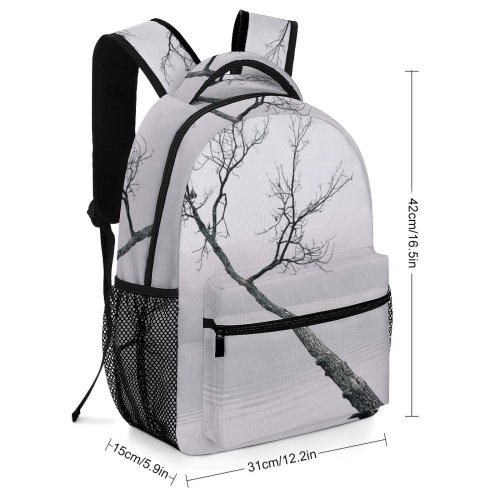 yanfind Children's Backpack Grey Tree Fog Plant Mist Dock Pier Port Waterfront Outdoors Moody Minimalist Preschool Nursery Travel Bag