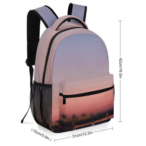 yanfind Children's Backpack Golden Lights Scenery Clouds Sunset Landscape Evening Buildings River Outdoors Hour Preschool Nursery Travel Bag