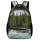 yanfind Children's Backpack Flowing Scenery Mother Pine Rapids Light Riverside Riverbank Lakeside River Outdoors Preschool Nursery Travel Bag