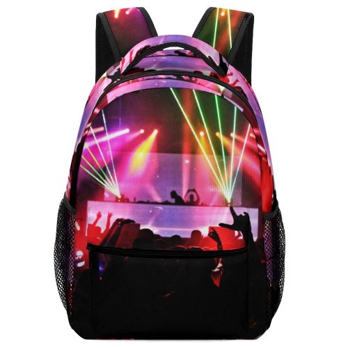 yanfind Children's Backpack Dark Time Lights Nightclub Club Hands Laser Audience Edm Musician Party Stage Preschool Nursery Travel Bag