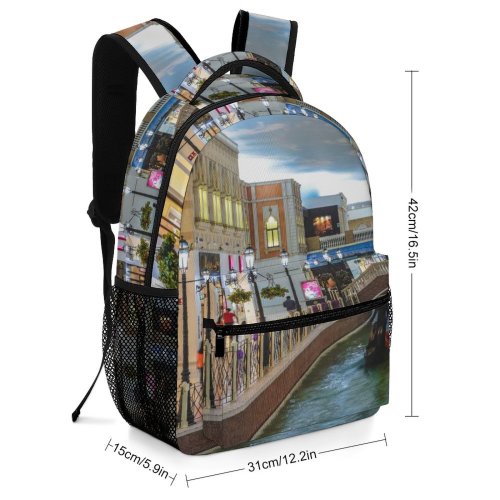 yanfind Children's Backpack Grand Tourist Street Tourism Lampposts Vacation Canal Venetian Venice Famous Daylight Travel Preschool Nursery Travel Bag