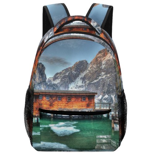 yanfind Children's Backpack Beautiful Forest Scenery Clouds Desktop Landscape Daylight  Snow Hdr Lakeside River Preschool Nursery Travel Bag