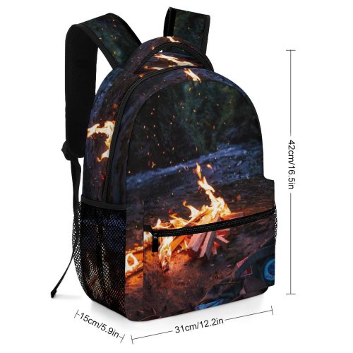 yanfind Children's Backpack Backpack Blaze Dark Forest Burn Cup Fire Ash Firewood Burning Bonfire River Preschool Nursery Travel Bag