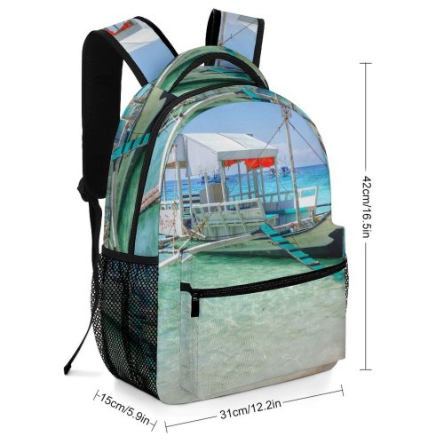yanfind Children's Backpack Boat Sand Sea Watercraft Seashore Beach Resort Ocean Preschool Nursery Travel Bag