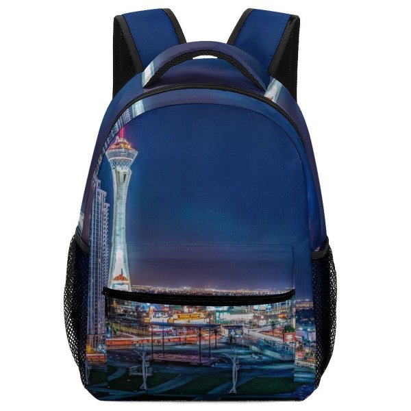 yanfind Children's Backpack Entertainment Tall City Design Casino Lights Illuminated Downtown Cityscape Preschool Nursery Travel Bag