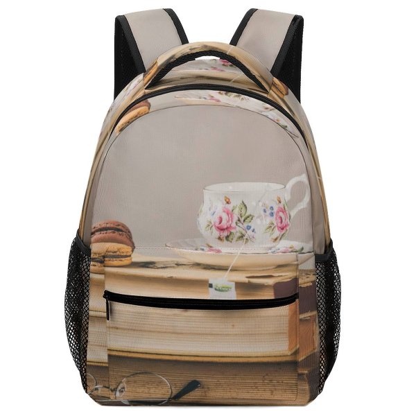 yanfind Children's Backpack  Floral Focus Eyewear Books Cup Depth Macaroons Field Macarons Teacup Glasses Preschool Nursery Travel Bag