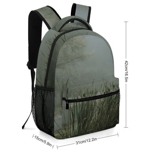 yanfind Children's Backpack Fog Outdoors Mist Grey Spooky Ominous Outside Road Dusk Halloween Creepy Cattails Preschool Nursery Travel Bag