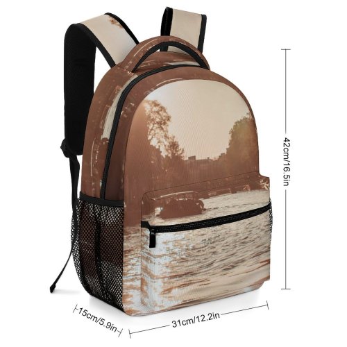 yanfind Children's Backpack Amsterdam Canal Sunlight Sunset  Sunrays Travel  Sunrise Boat River Transportation Preschool Nursery Travel Bag