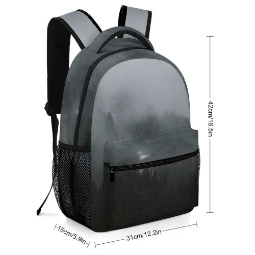 yanfind Children's Backpack Fog Grey Avoriaz Morzine France Pine Tree Mist Forest Cloud Misty Moody Preschool Nursery Travel Bag