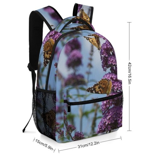 yanfind Children's Backpack Butterfly Insect Invertebrate Monarch Odense Danmark Plant Purple  Flower Grey Preschool Nursery Travel Bag