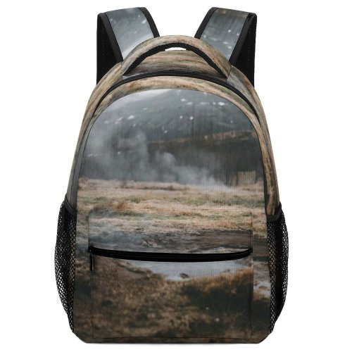 yanfind Children's Backpack Eruption Iceland Pictures Outdoors Stock Grey Free Volcano Geyser  Images Preschool Nursery Travel Bag