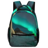 yanfind Children's Backpack Frozen Winter Surreal Exploration Astrophotography Adventure Icelandic Landscape Mountains Travel Kirkjufellfoss Preschool Nursery Travel Bag