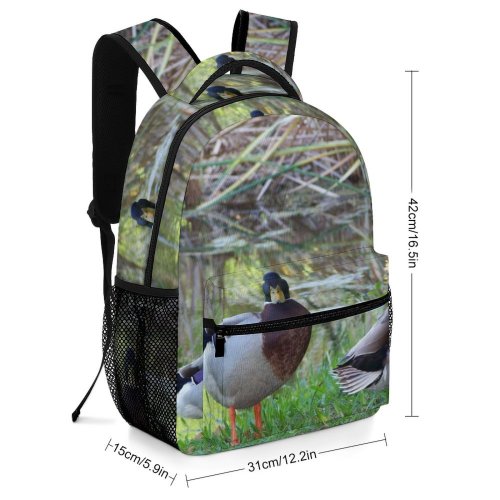 yanfind Children's Backpack Ducks Mallards Ponds Reeds Grass Grasses Bird Duck Vertebrate Mallard Geese Swans Preschool Nursery Travel Bag