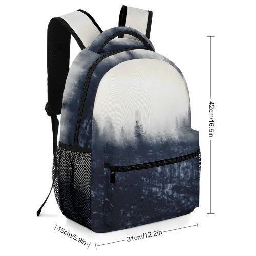 yanfind Children's Backpack Fog Plant Tree Grey Outdoors Abies Fir Mist Conifer  Cloud Creative Preschool Nursery Travel Bag