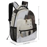 yanfind Children's Backpack  Winter Dog Forest Wild Wolf Fox Snow Wildlife Fur Arctic Outdoors Preschool Nursery Travel Bag