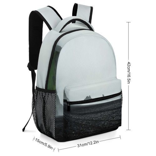 yanfind Children's Backpack Grey Coast Sea Ocean Cliffs Fog Beach Outdoors  Overcast Cloudy Landscape Preschool Nursery Travel Bag