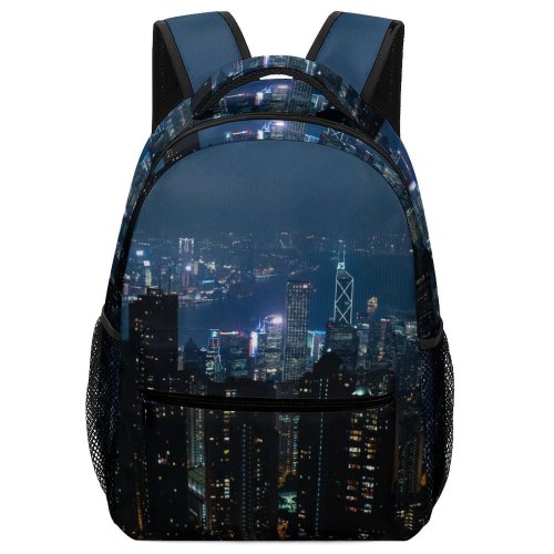 yanfind Children's Backpack Hongkong Sunset Urban Night Skyscrapers Architecture City Contemporary Light Outdoors Scenic Tallest Preschool Nursery Travel Bag