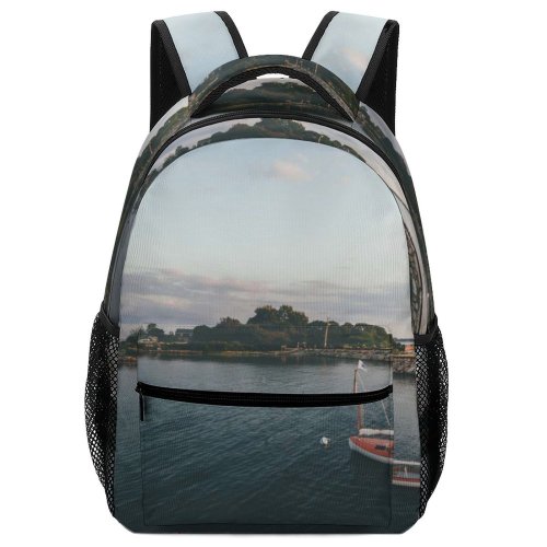 yanfind Children's Backpack Bay Vacation Sunset Landscape Travel Island  Boat Transportation Outdoors Lake Reflection Preschool Nursery Travel Bag