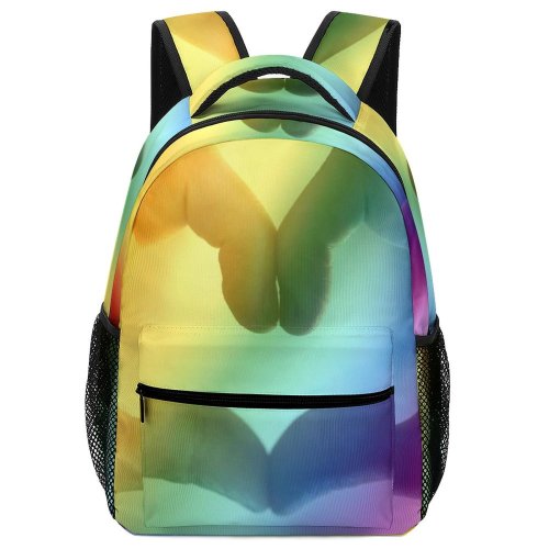 yanfind Children's Backpack Girl Lgbt Pastel Colours Binary Hands Equality Rainbow Fingers Colorful Love LGBTQIA Preschool Nursery Travel Bag