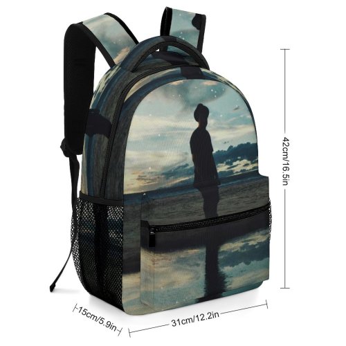 yanfind Children's Backpack Backlit Dark Landscape Shadows Evening Light Beach  Outdoors Lake  Reflection Preschool Nursery Travel Bag