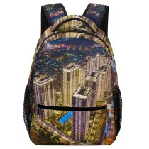 yanfind Children's Backpack Beautiful City Buildingss Illuminated Lights Cityscape Evening Building Architecture High Exterior Aerial Preschool Nursery Travel Bag