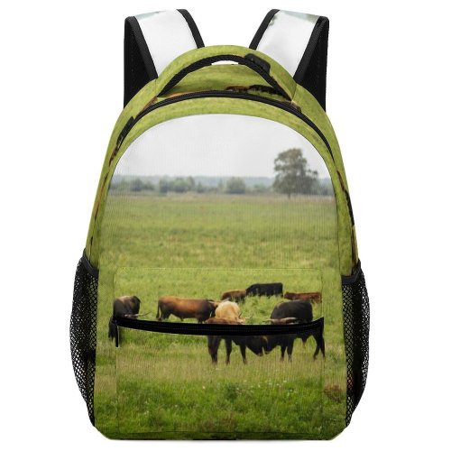 yanfind Children's Backpack Field Grassland Outdoors Cattle Cow Countryside Farm Grazing Meadow Pasture Ranch Rural Preschool Nursery Travel Bag