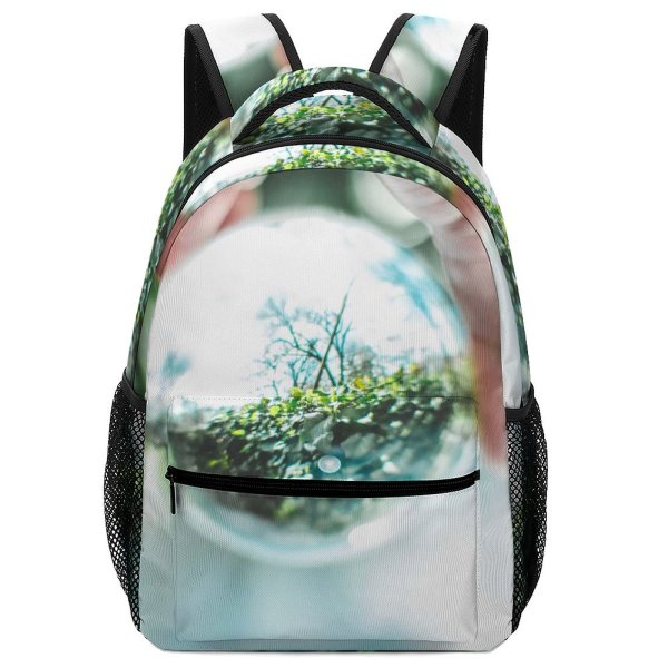 yanfind Children's Backpack  Focus Plants Inverted Lensball Ball Crystal Depth Field Outdoors Round Leaves Preschool Nursery Travel Bag
