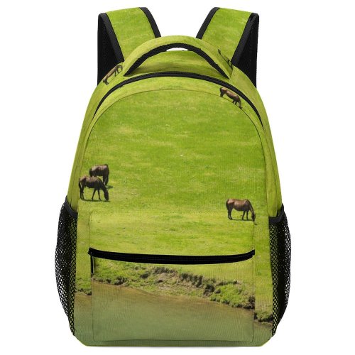 yanfind Children's Backpack Field Outdoors Grassland Rural Countryside Farm Horse Pasture Grazing Ranch Meadow Cow Preschool Nursery Travel Bag