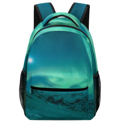yanfind Children's Backpack Dark Lights Scenery Landscape Evening Light Borealis Northern Snow Outdoor Preschool Nursery Travel Bag