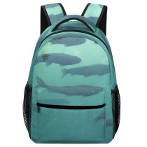 yanfind Children's Backpack Fish Lake Wild Underwater Aqua Marine Biology Turquoise Shoal Organism Azure Fin Preschool Nursery Travel Bag