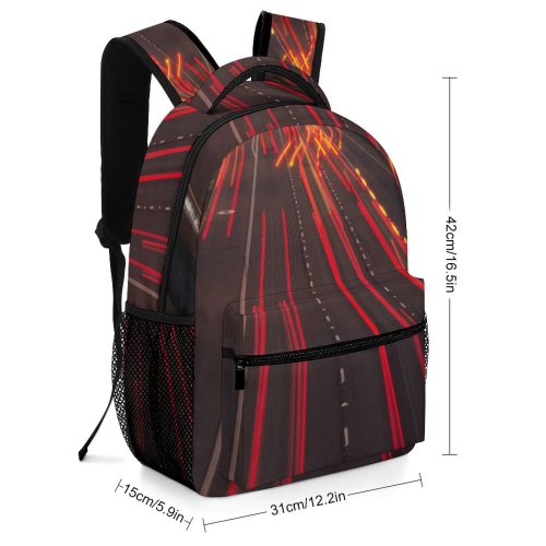 yanfind Children's Backpack Expressway Street Dark Time Hurry Lights Lapse Fast Traffic Evening Travel Light Preschool Nursery Travel Bag