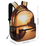 yanfind Children's Backpack Golden Silhouettes Scenery Clouds Sunset Landscape Boat Silhouetted Scenic Hour Lake Preschool Nursery Travel Bag