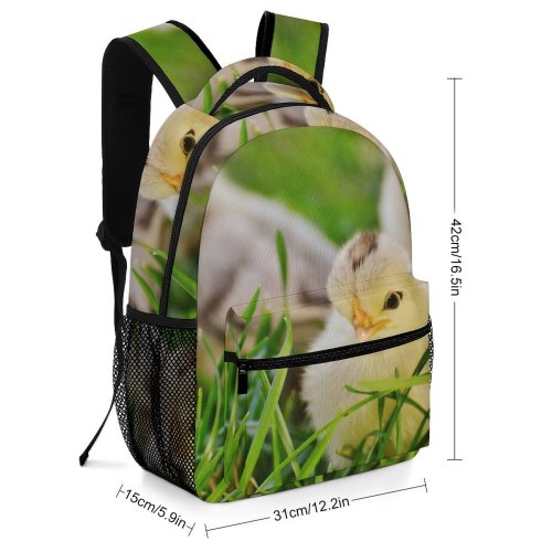 yanfind Children's Backpack Farm Poultry Meadow Little Grass Baby Feather Fluff Plumage Chicks Fuzzy Cute Preschool Nursery Travel Bag