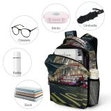 yanfind Children's Backpack Festive Festival Tourist Bus Street Tourism City Illuminated Lights Holidays Preschool Nursery Travel Bag