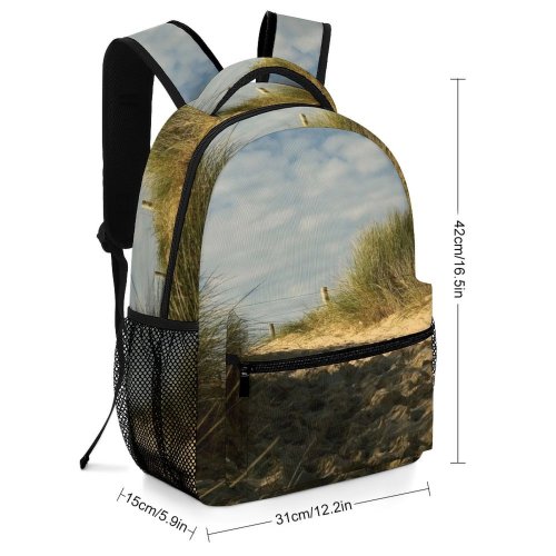 yanfind Children's Backpack Dune Grass Sand Path Sunlight Sky Dutch Castricum Netherlands Vegetation Natural Preschool Nursery Travel Bag