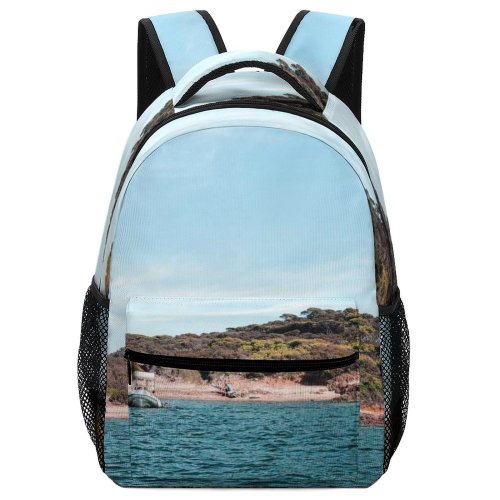 yanfind Children's Backpack Bay Clouds Landscape Daylight Travel  Island Beach Turquoise Watercrafts Boat Outdoors Preschool Nursery Travel Bag