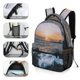 yanfind Children's Backpack Golden Silhouettes Rocky Scenery Clouds Sunset Landscape Beach Silhouetted Hour Preschool Nursery Travel Bag