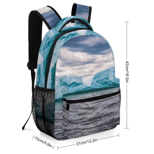 yanfind Children's Backpack Frozen Scenery Clouds Icee Freeze Daytime Cloudiness Snow Ripples Peaceful Snowy Preschool Nursery Travel Bag