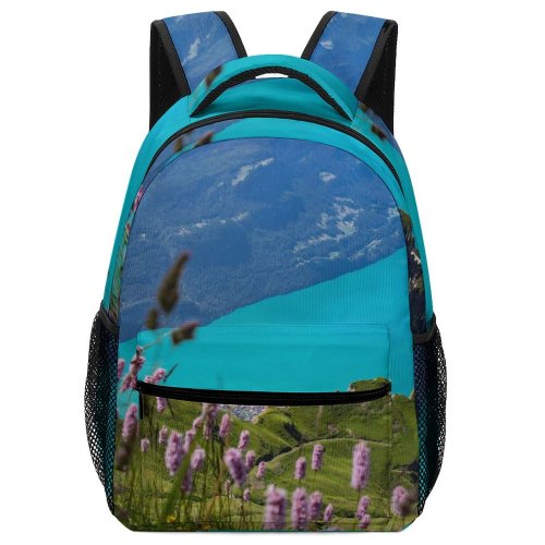 yanfind Children's Backpack Brienz Switzerland Lake Brienzer Rothorn Field  Plant Flora Flower Grass Purple Preschool Nursery Travel Bag