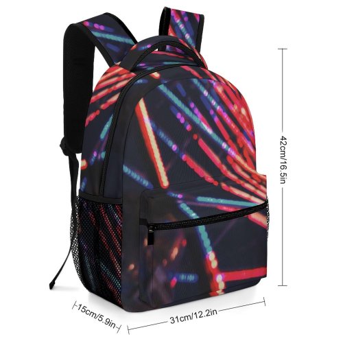 yanfind Children's Backpack Amusement Festival Park Blurred Blurry Illuminated Lights Perspective Ferris Wheel Preschool Nursery Travel Bag