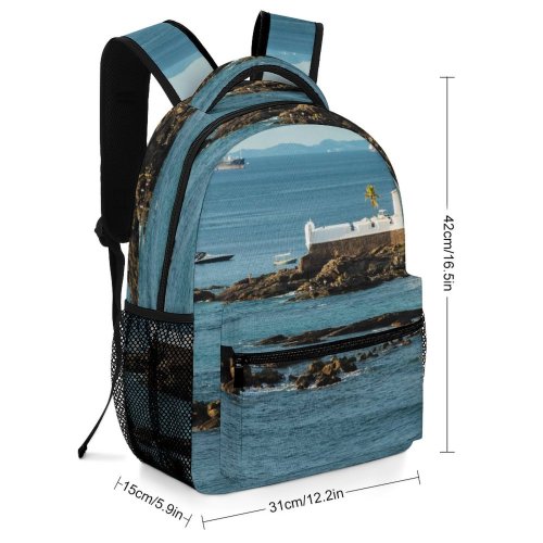 yanfind Children's Backpack Bay Coast Erosion Sand Rocky Scenery Sunlight Grass Landscape Daylight Daytime Formations Preschool Nursery Travel Bag
