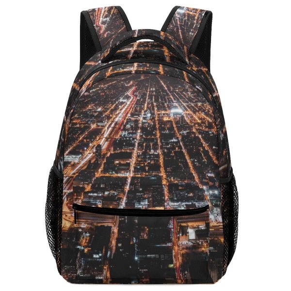 yanfind Children's Backpack From Citylights Evening Urban City Meet Buildings Illuminated Lights Cityscape Above Preschool Nursery Travel Bag