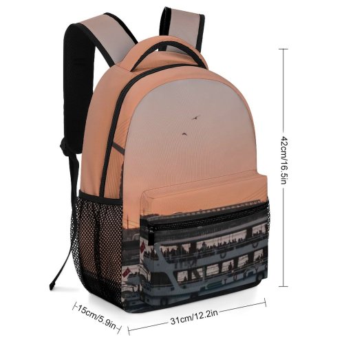 yanfind Children's Backpack Golden Afterglow Travel Public Suspension Ferry Infrastructure Boat Urban River Transportation Preschool Nursery Travel Bag